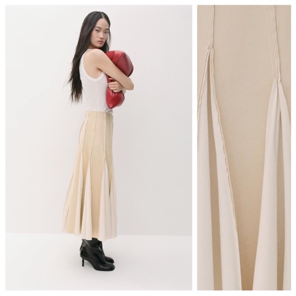 Zara Pleated Maxi Skirt Western Boho Lagenlook Size Small - Picture 4 of 14